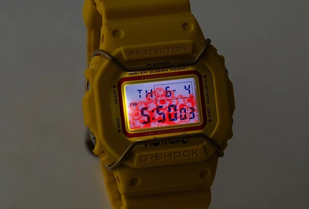 Yellow Casio G-Shock digital watch inspired by Mother 3