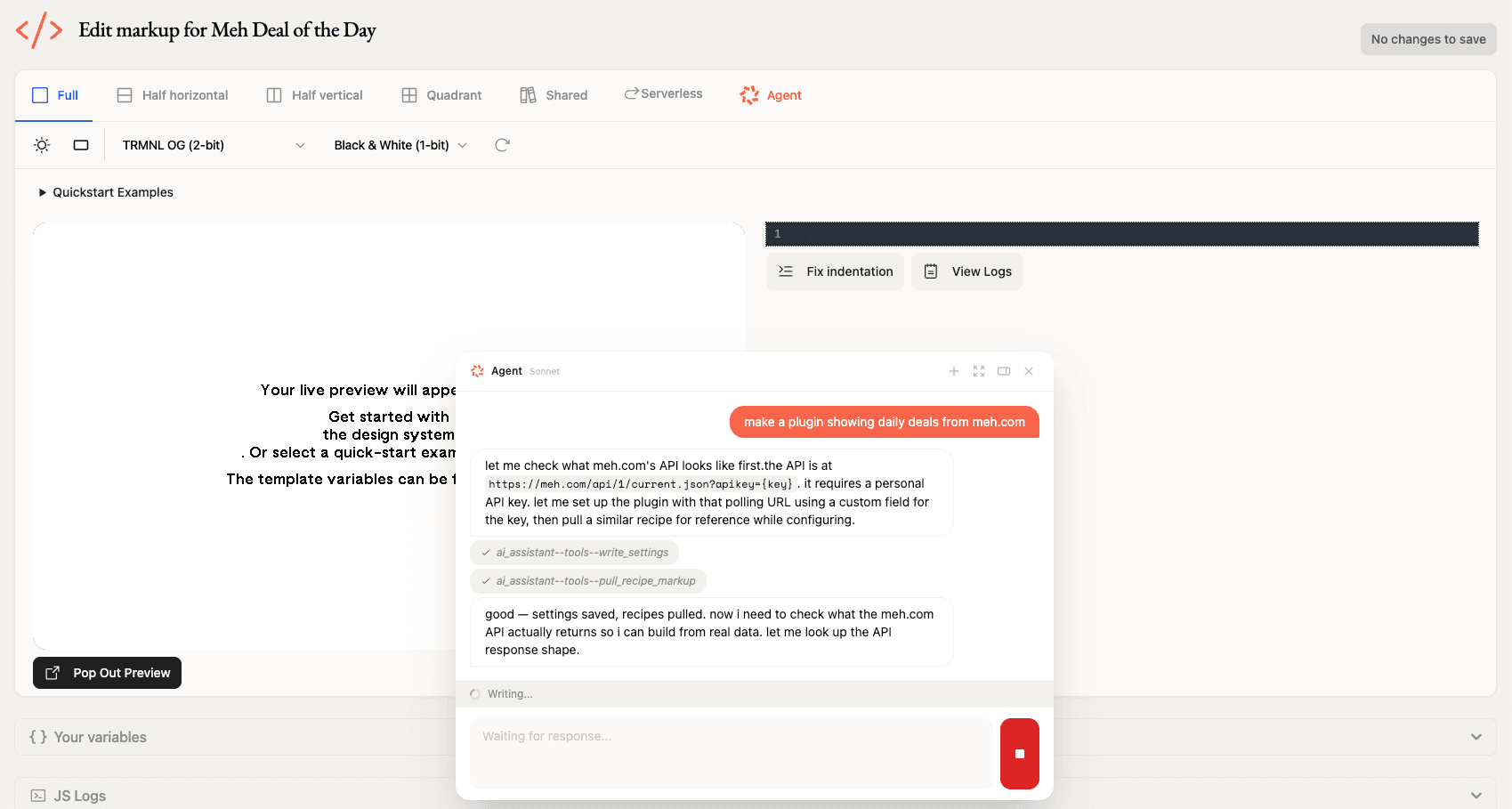 TRMNL AI Agent quickstart example