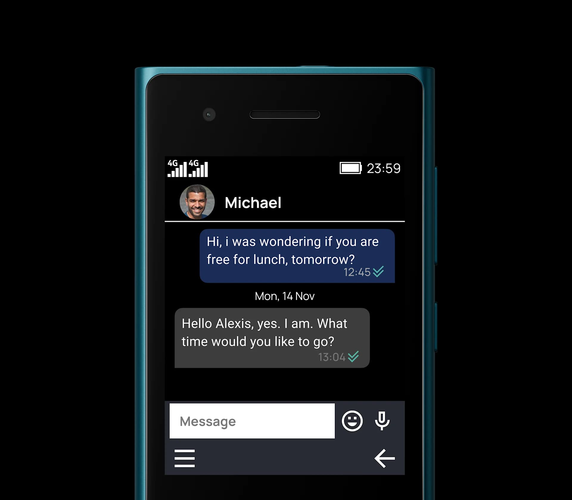 Share texts and photos on the Express Chat app