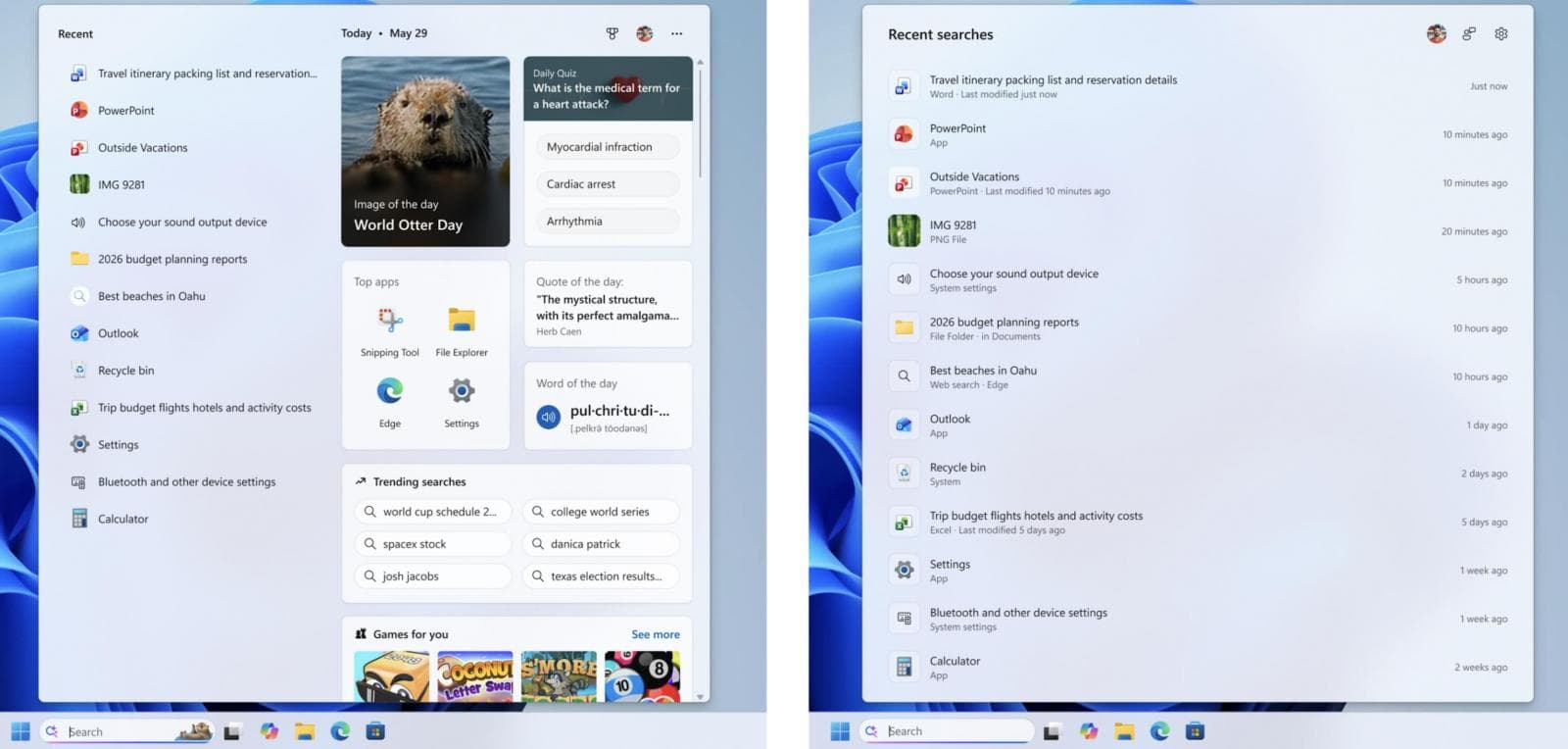 Búsqueda de Windows más limpia, antes y después