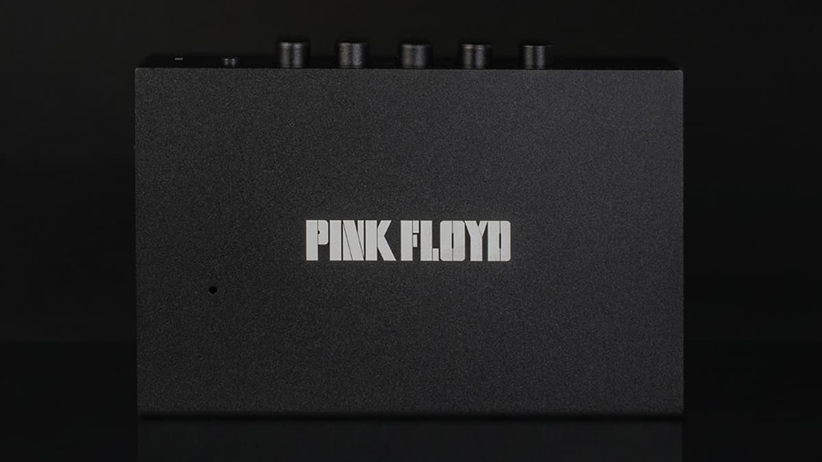 The Pink Floyd x We Are Rewind cassette player's rear, showing the Pink Floyd logo