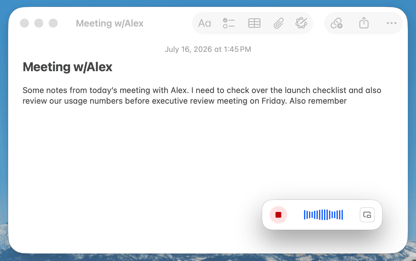 Voice keyboard and transcription UI