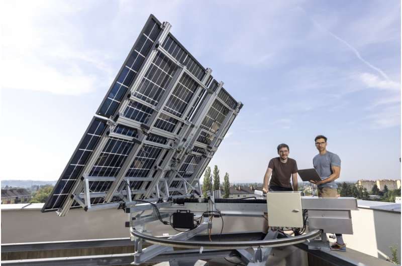 Folding and sun-tracking solar panel system: Higher electricity yield and protection against severe weather events