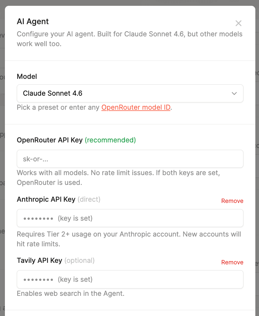 TRMNL AI Agent setup screen
