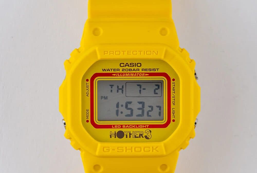 Colorful watch with Mother 3 logo on the display