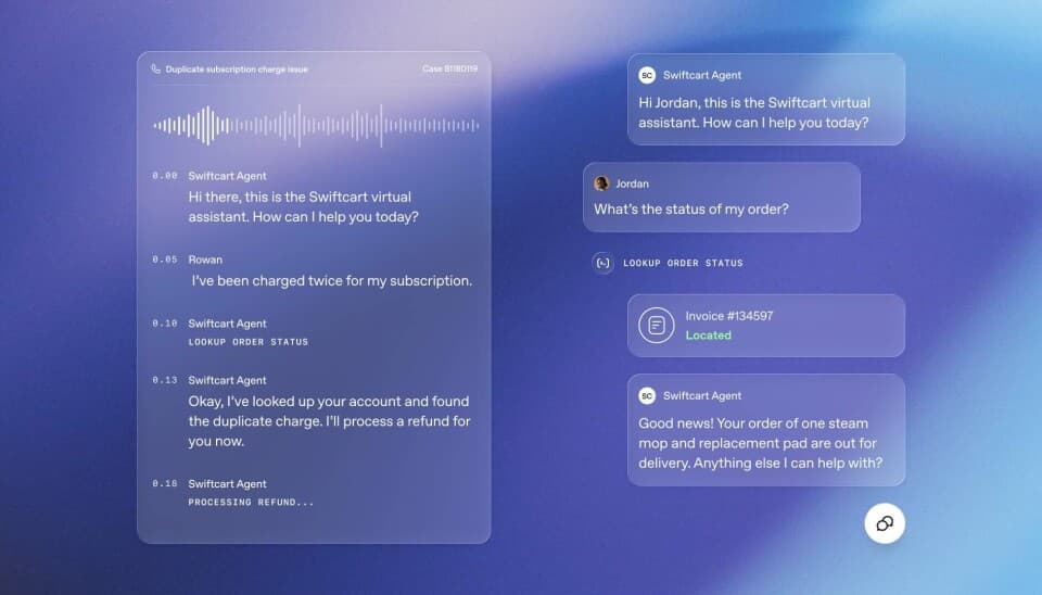 Captura de pantalla de un diálogo con un agente de IA.