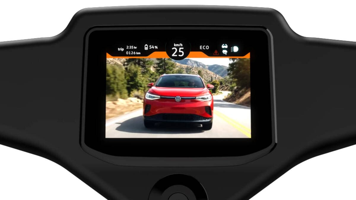 Bicicleta eléctrica de Volkswagen de estilo mini-coche con radar y cámara