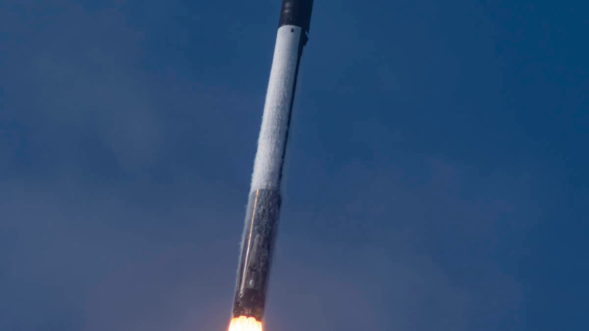 Falcon 9 rocket in flight during launch