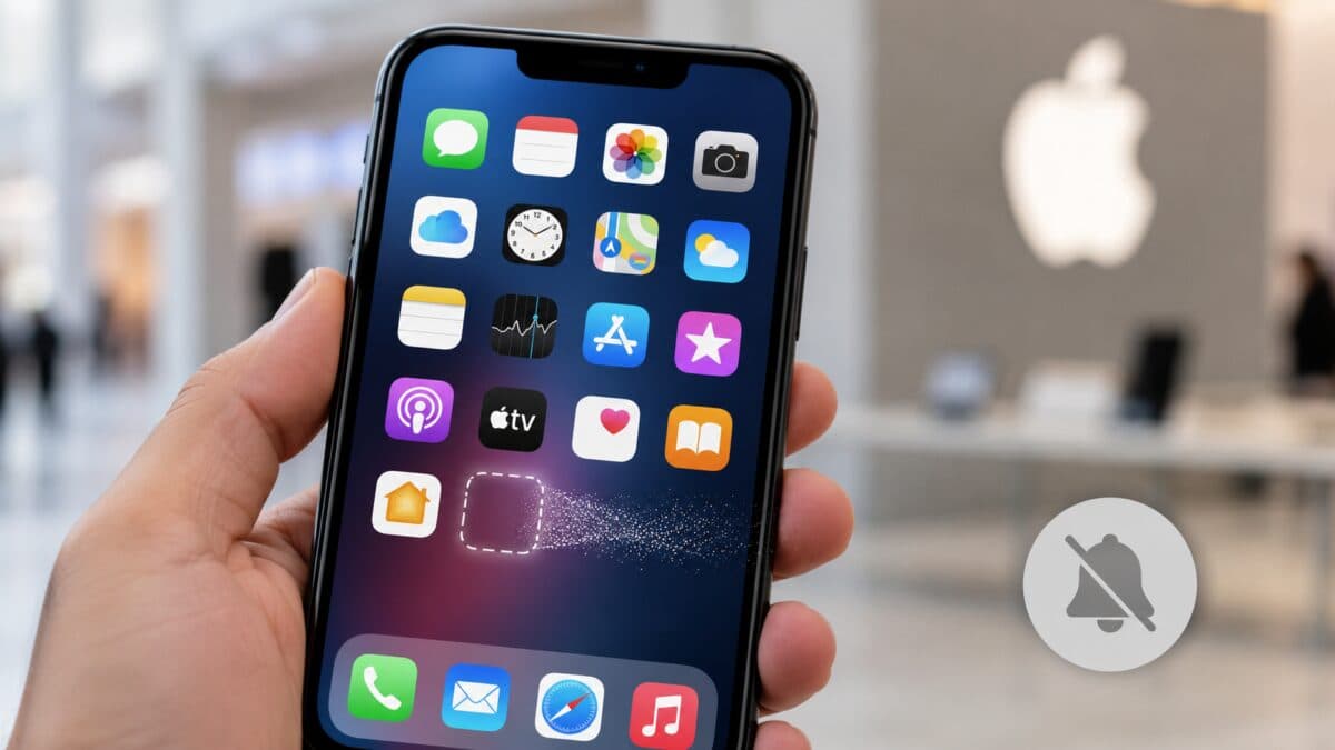 iPhone с домашним экраном и приложениями из статьи БКС пропал из App Store