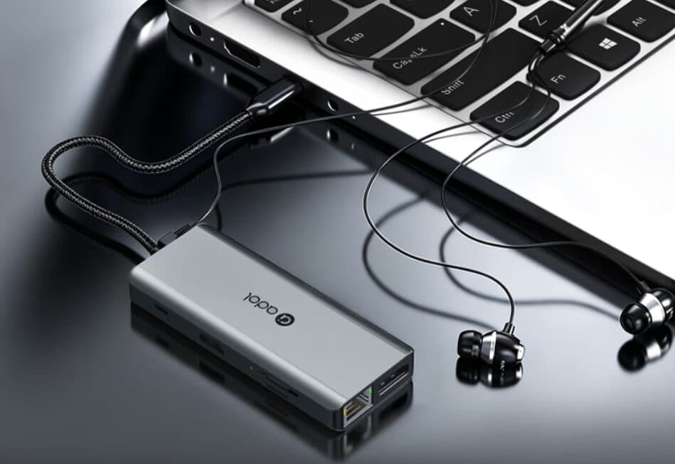 Asus USB-C dock with 11 ports and cables