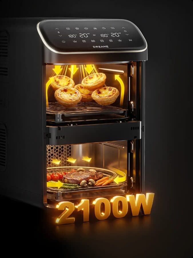 Dreame two-tier air fryer with display and 2100W power