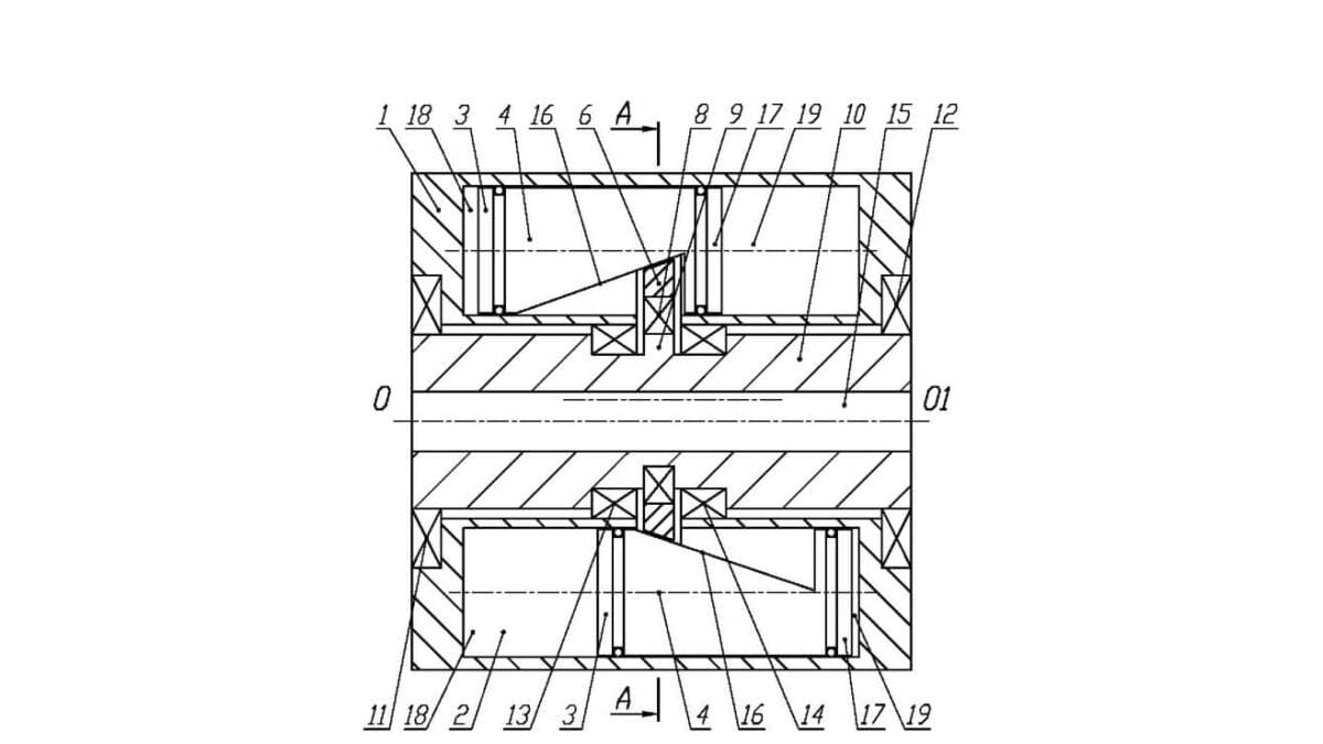 Cross-section of the piston engine with record stroke