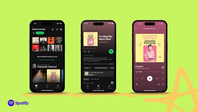 Audiolibros de Spotify en pantallas de teléfonos inteligentes