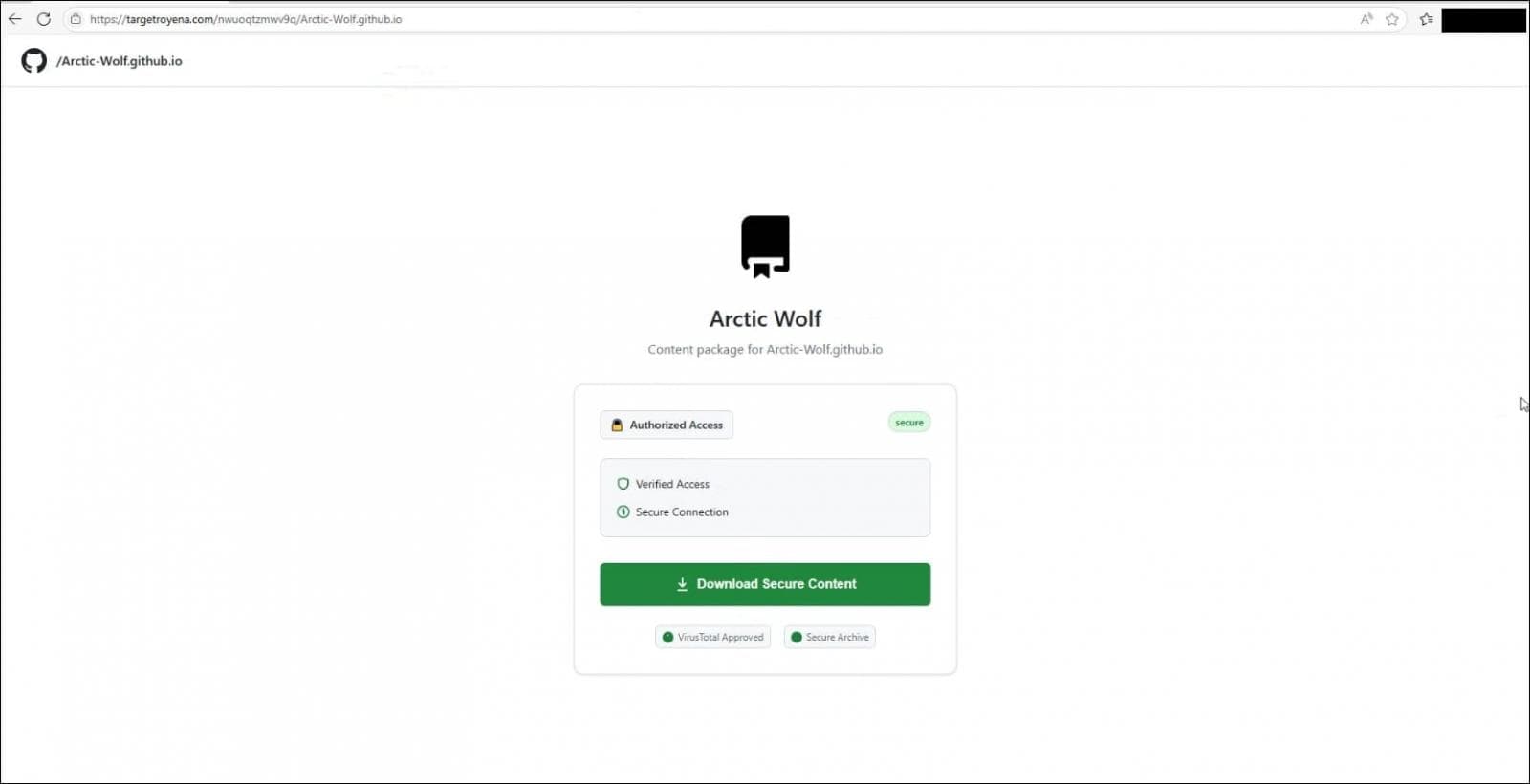 The malicious landing page