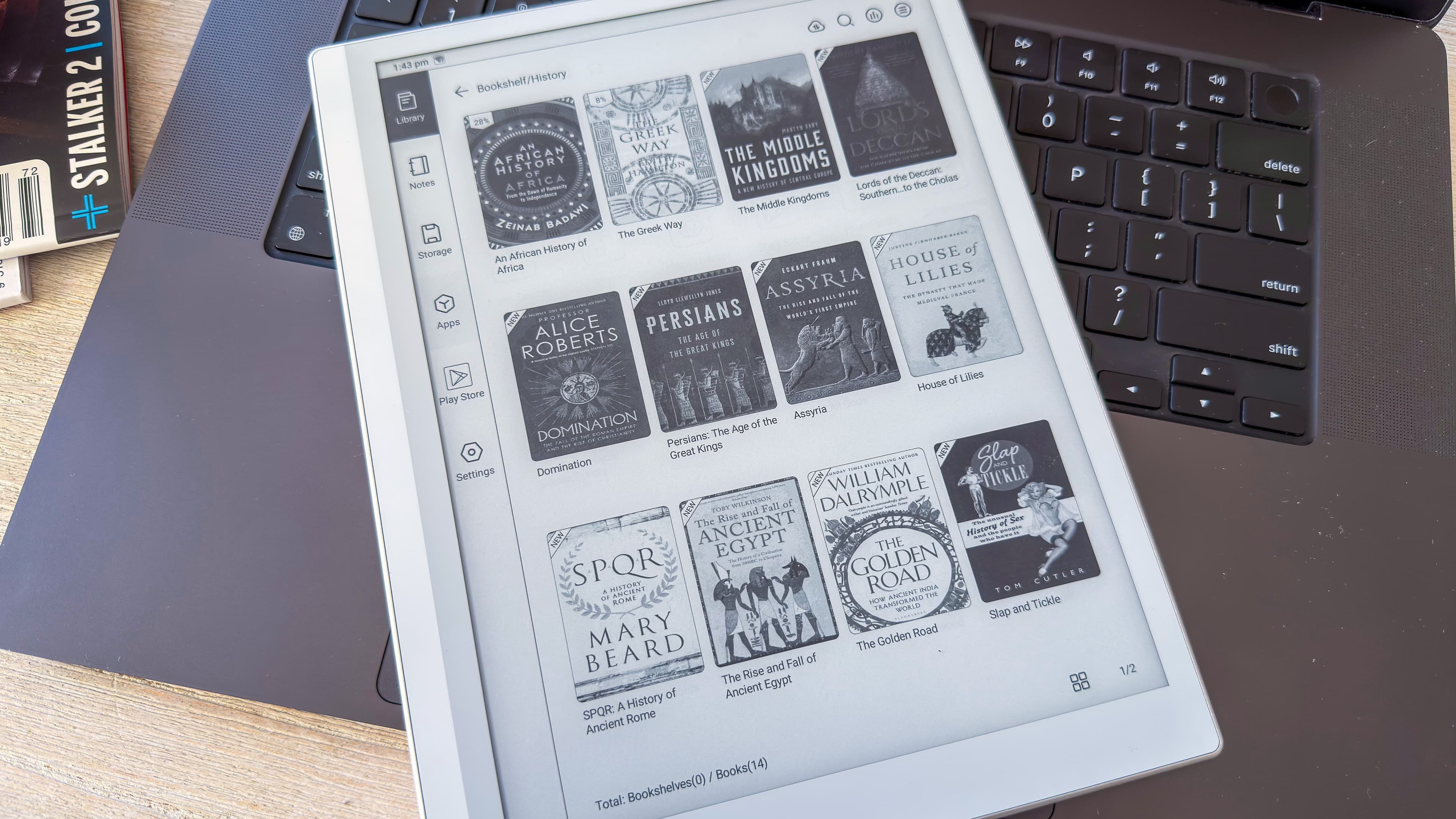 Book covers displayed on the Boox Go 10.3 Gen II Lumi