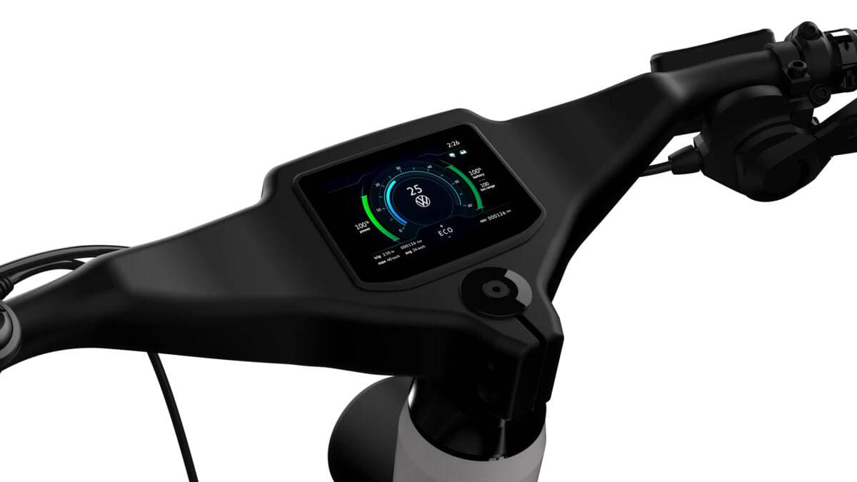 Bicicleta eléctrica de Volkswagen con pantalla, radar y cámara