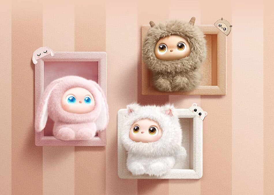 Fluffy Nubia iMoochi plush toys in frames
